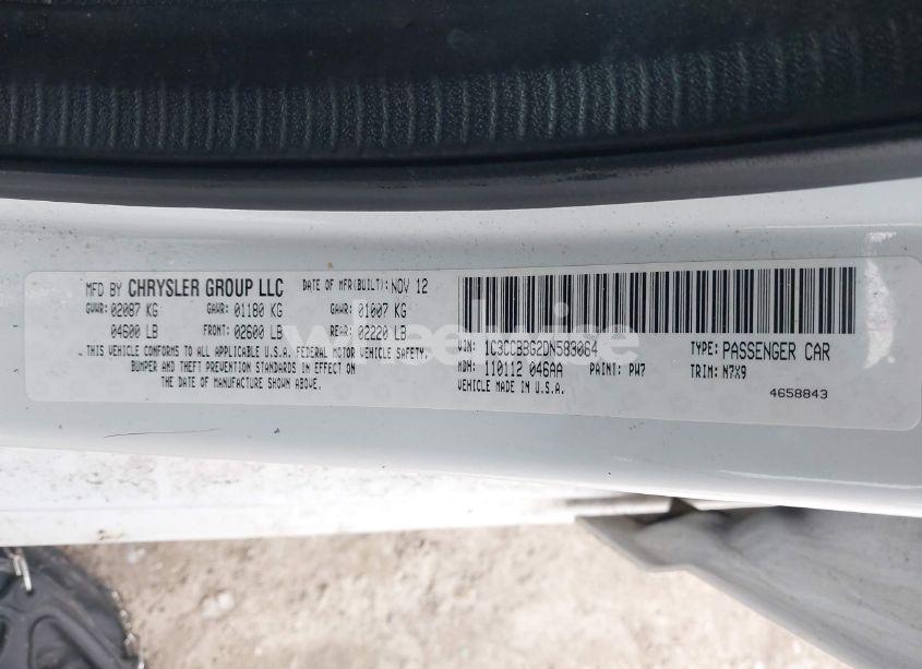 Photo 9 of 2013 Chrysler 200 TOURING (VIN 1C3CCBBG2DN583064)