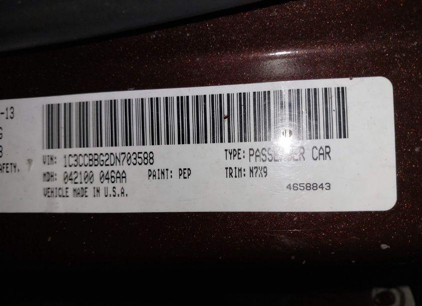 Photo 9 of 2013 Chrysler 200 TOURING (VIN 1C3CCBBG2DN703588)