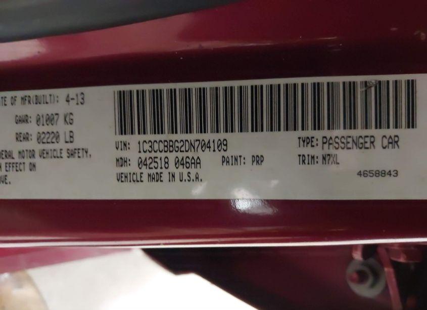 Photo 9 of 2013 Chrysler 200 TOURING (VIN 1C3CCBBG2DN704109)