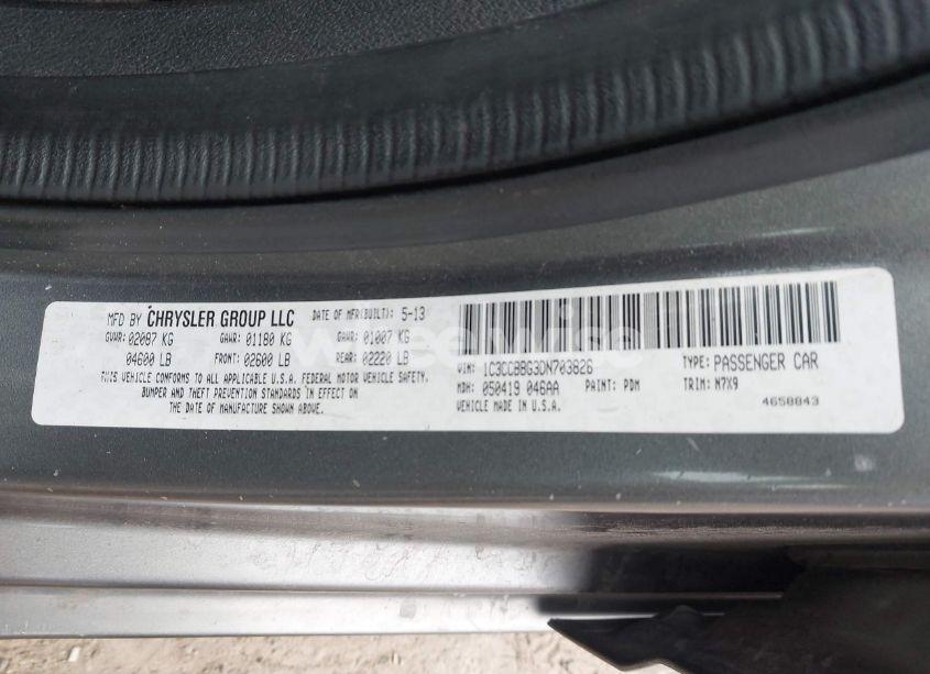 Photo 9 of 2013 Chrysler 200 TOURING (VIN 1C3CCBBG3DN703826)