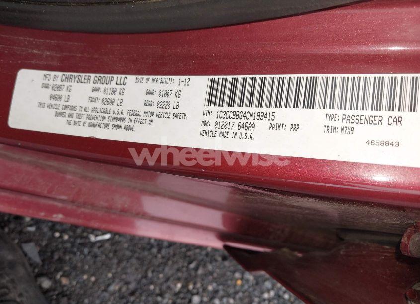 Photo 9 of 2012 Chrysler 200 TOURING (VIN 1C3CCBBG4CN199415)