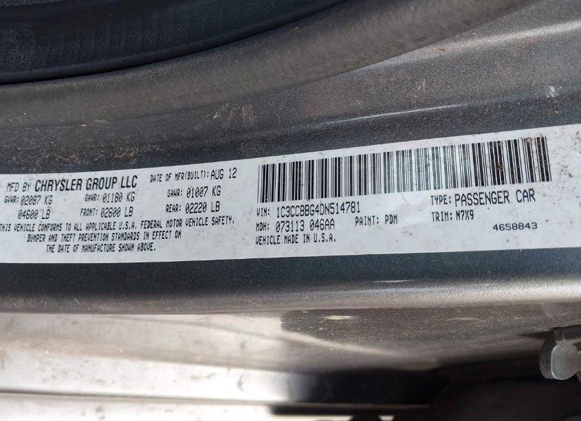 Photo 9 of 2013 Chrysler 200 TOURING (VIN 1C3CCBBG4DN514781)