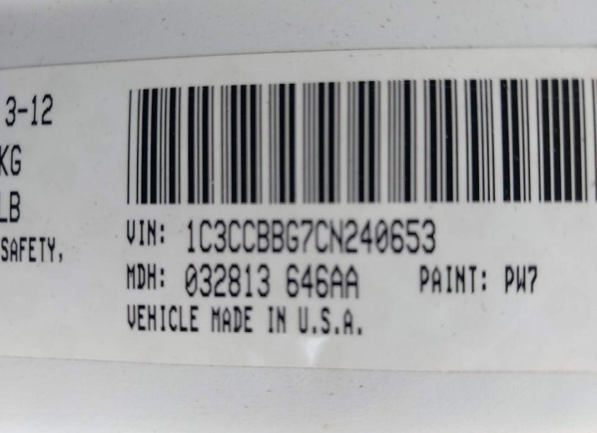 Photo 9 of 2012 Chrysler 200 TOURING (VIN 1C3CCBBG7CN240653)