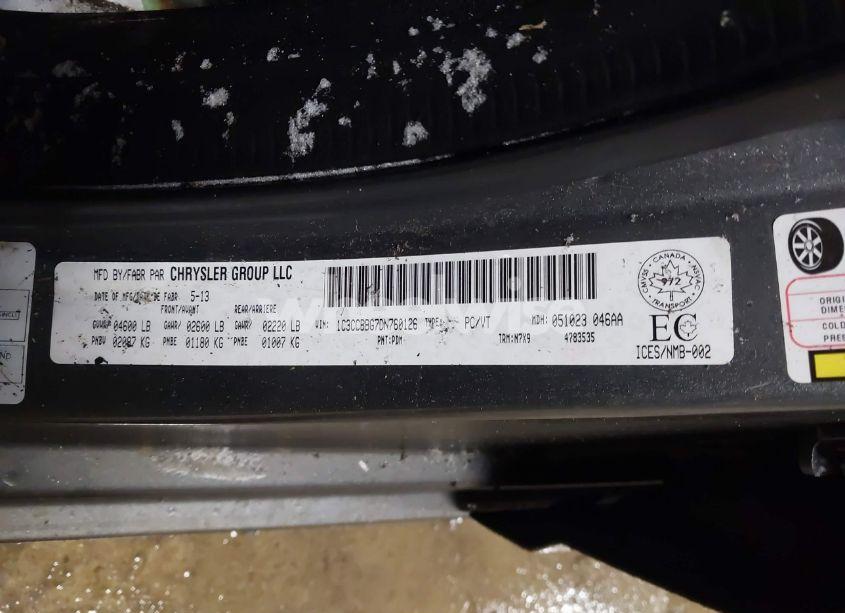 Photo 9 of 2013 Chrysler 200 TOURING (VIN 1C3CCBBG7DN760126)