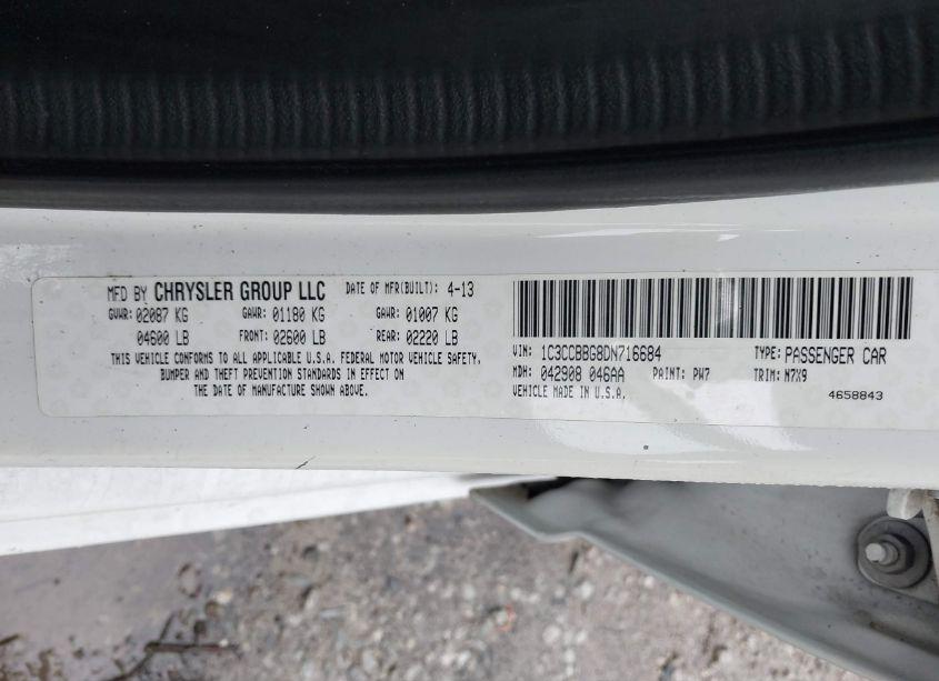 Photo 9 of 2013 Chrysler 200 TOURING (VIN 1C3CCBBG8DN716684)