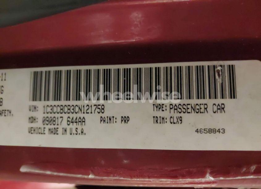 Photo 9 of 2012 Chrysler 200 LIMITED (VIN 1C3CCBCB3CN121758)