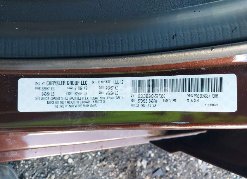 Photo 9 of 2013 Chrysler 200 LIMITED (VIN 1C3CCBCG0DN507356)