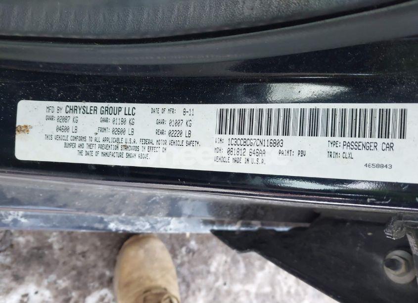 Photo 9 of 2012 Chrysler 200 LIMITED (VIN 1C3CCBCG7CN116803)