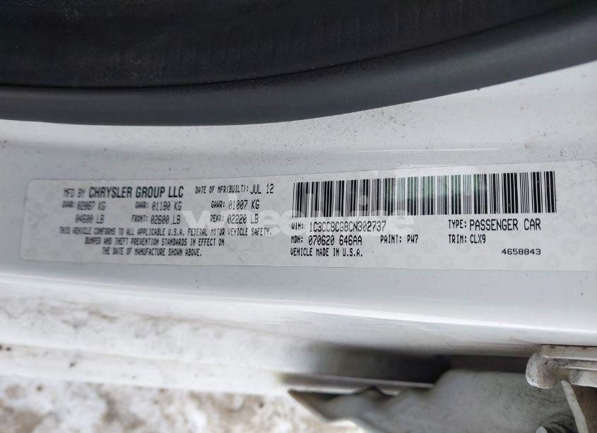 Photo 9 of 2012 Chrysler 200 LIMITED (VIN 1C3CCBCG8CN302737)