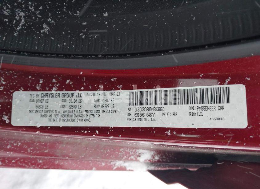 Photo 9 of 2013 Chrysler 200 LIMITED (VIN 1C3CCBCG8DN683863)