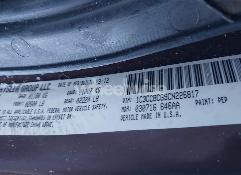 Photo 9 of 2012 Chrysler 200 LIMITED (VIN 1C3CCBCG9CN226817)