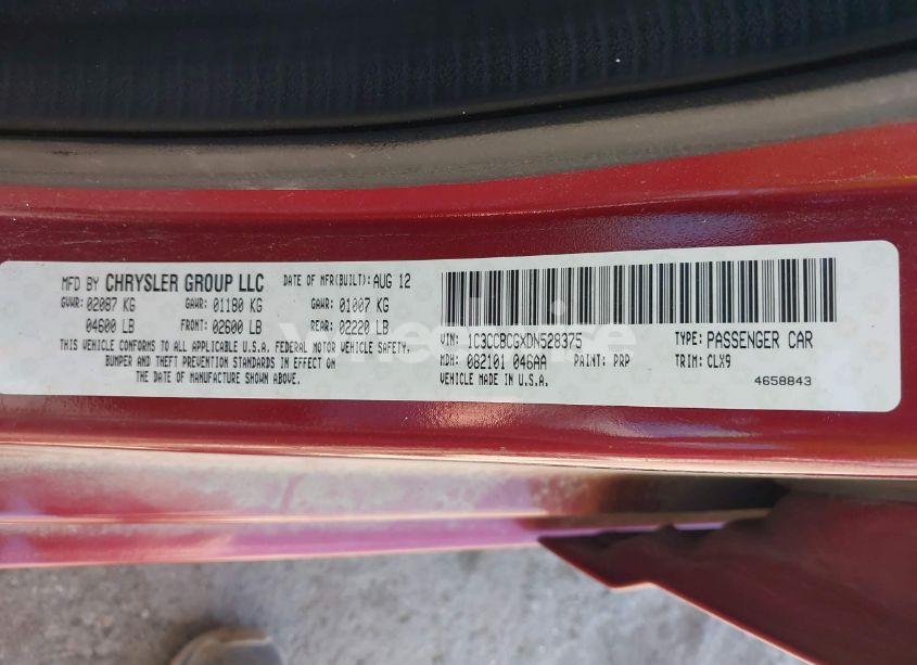 Photo 9 of 2013 Chrysler 200 LIMITED (VIN 1C3CCBCGXDN528375)