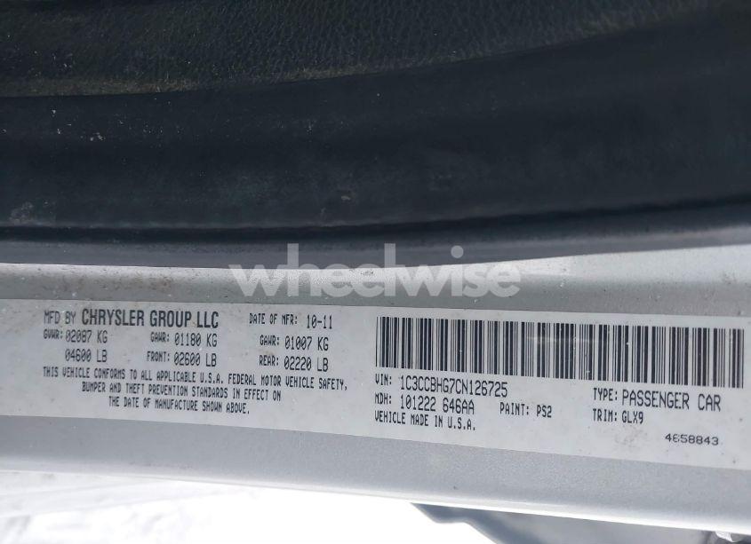 Photo 9 of 2012 Chrysler 200 S (VIN 1C3CCBHG7CN126725)