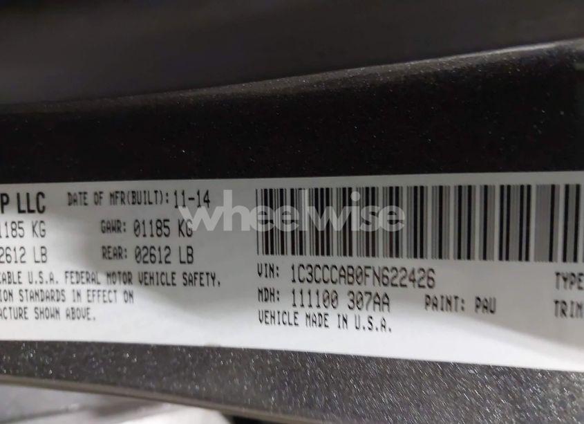 Photo 9 of 2015 Chrysler 200 LIMITED (VIN 1C3CCCAB0FN622426)