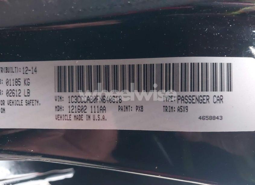 Photo 9 of 2015 Chrysler 200 LIMITED (VIN 1C3CCCAB0FN640618)