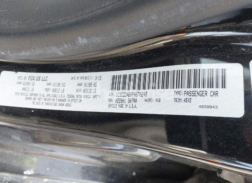 Photo 9 of 2015 Chrysler 200 LIMITED (VIN 1C3CCCAB0FN670248)