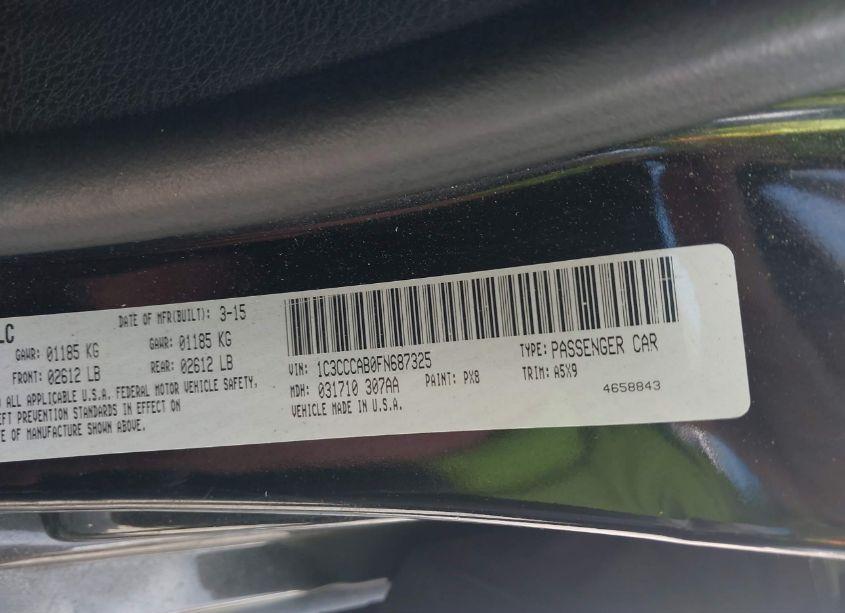 Photo 9 of 2015 Chrysler 200 LIMITED (VIN 1C3CCCAB0FN687325)