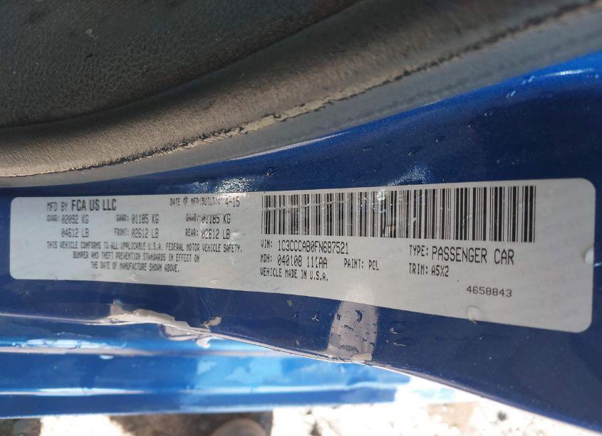 Photo 9 of 2015 Chrysler 200 LIMITED (VIN 1C3CCCAB0FN687521)