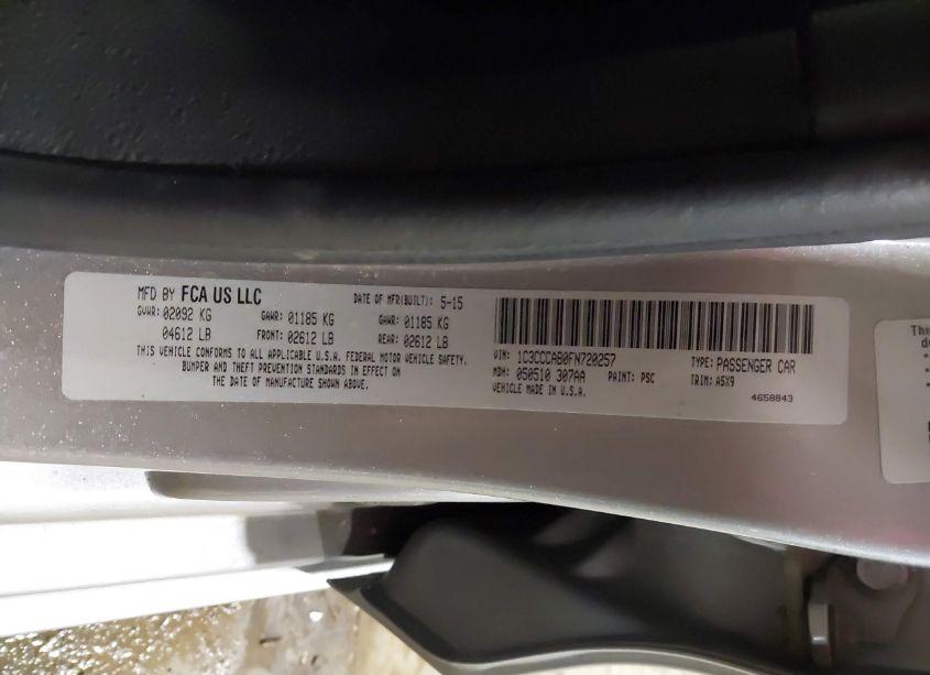 Photo 9 of 2015 Chrysler 200 LIMITED (VIN 1C3CCCAB0FN720257)