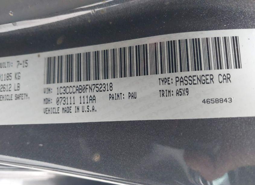 Photo 9 of 2015 Chrysler 200 LIMITED (VIN 1C3CCCAB0FN752318)