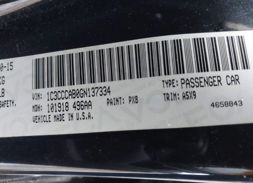 Photo 9 of 2016 Chrysler 200 LIMITED (VIN 1C3CCCAB0GN137334)