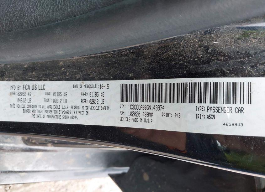 Photo 9 of 2016 Chrysler 200 LIMITED (VIN 1C3CCCAB0GN143974)