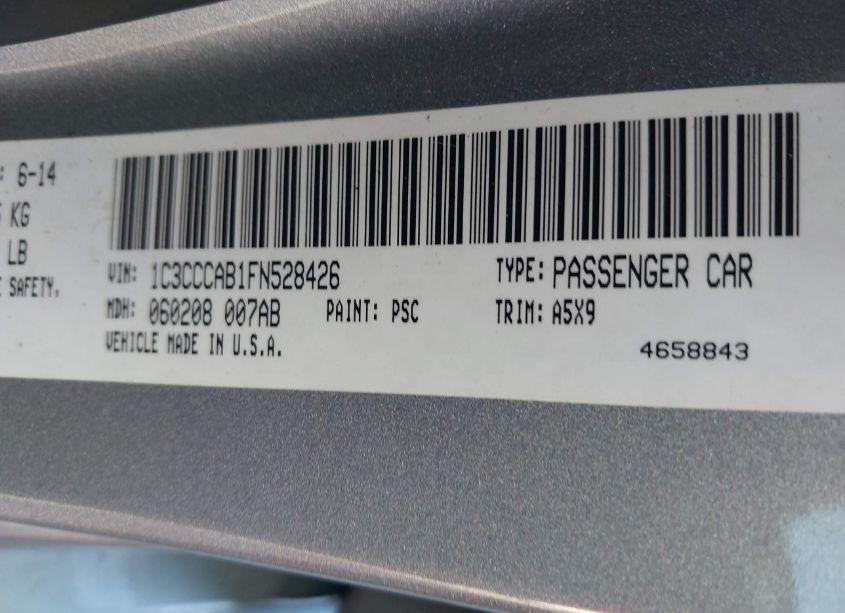 Photo 9 of 2015 Chrysler 200 LIMITED (VIN 1C3CCCAB1FN528426)