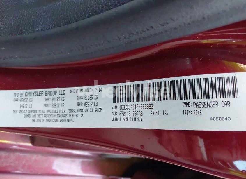 Photo 9 of 2015 Chrysler 200 LIMITED (VIN 1C3CCCAB1FN532993)