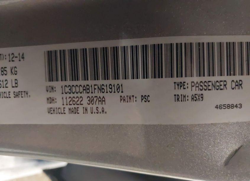 Photo 9 of 2015 Chrysler 200 LIMITED (VIN 1C3CCCAB1FN619101)