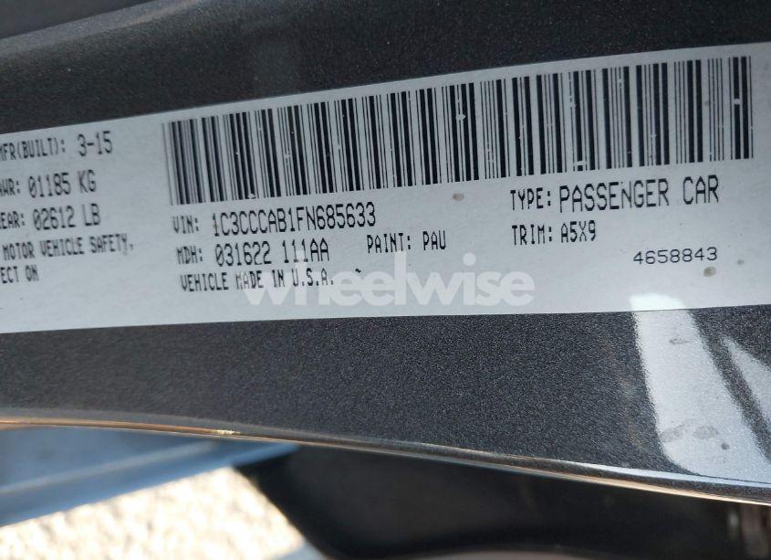 Photo 9 of 2015 Chrysler 200 LIMITED (VIN 1C3CCCAB1FN685633)