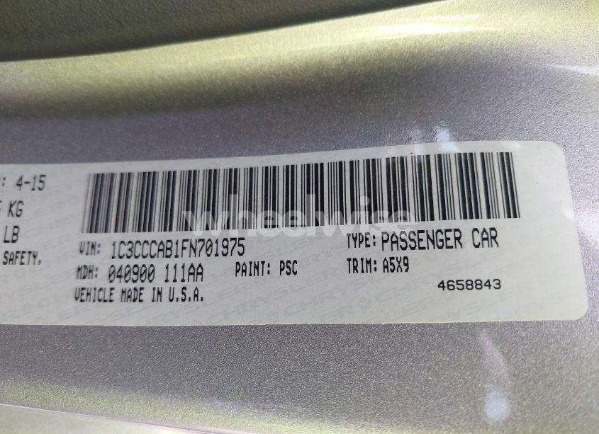 Photo 9 of 2015 Chrysler 200 LIMITED (VIN 1C3CCCAB1FN701975)