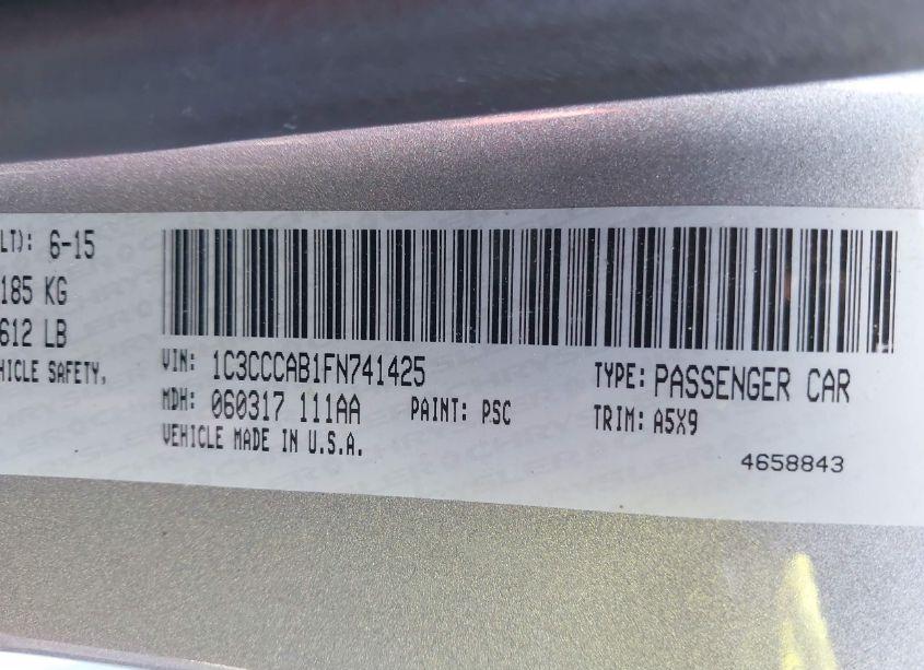 Photo 9 of 2015 Chrysler 200 LIMITED (VIN 1C3CCCAB1FN741425)