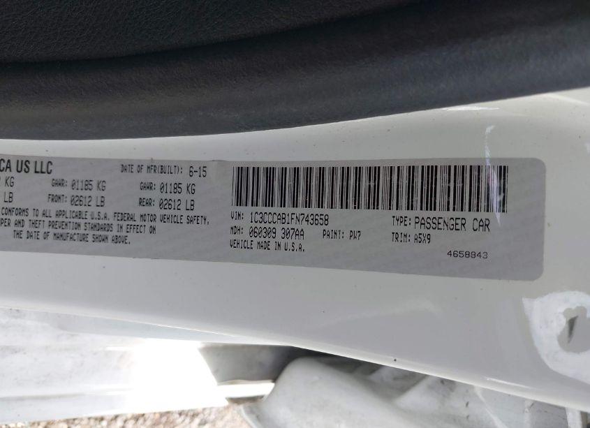 Photo 9 of 2015 Chrysler 200 LIMITED (VIN 1C3CCCAB1FN743658)