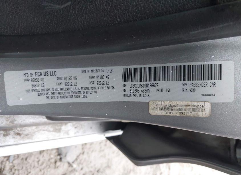 Photo 9 of 2016 Chrysler 200 LIMITED (VIN 1C3CCCAB1GN166678)