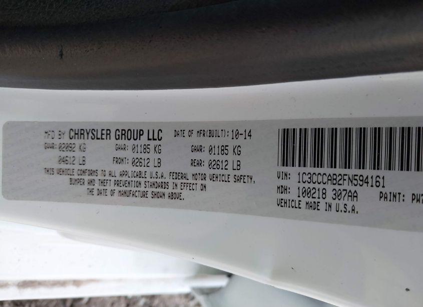 Photo 9 of 2015 Chrysler 200 LIMITED (VIN 1C3CCCAB2FN594161)