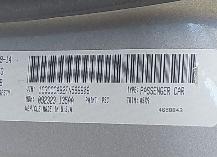 Photo 9 of 2015 Chrysler 200 LIMITED (VIN 1C3CCCAB2FN596606)