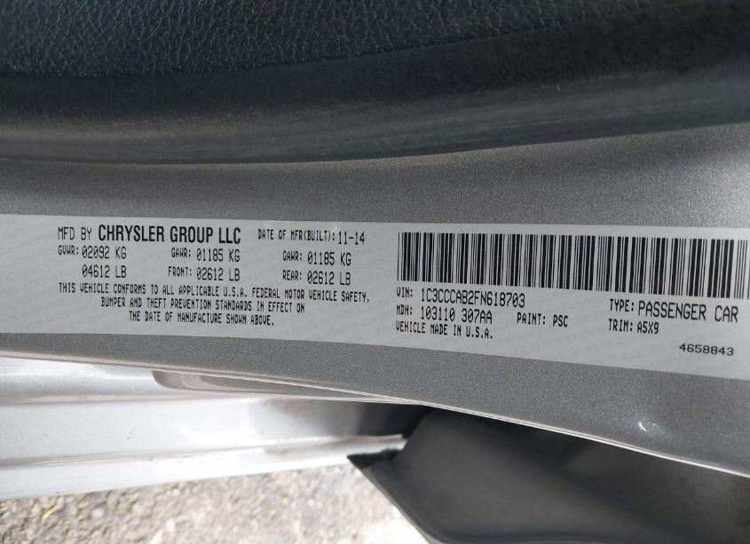 Photo 9 of 2015 Chrysler 200 LIMITED (VIN 1C3CCCAB2FN618703)