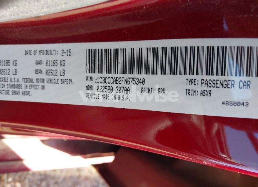 Photo 9 of 2015 Chrysler 200 LIMITED (VIN 1C3CCCAB2FN675340)