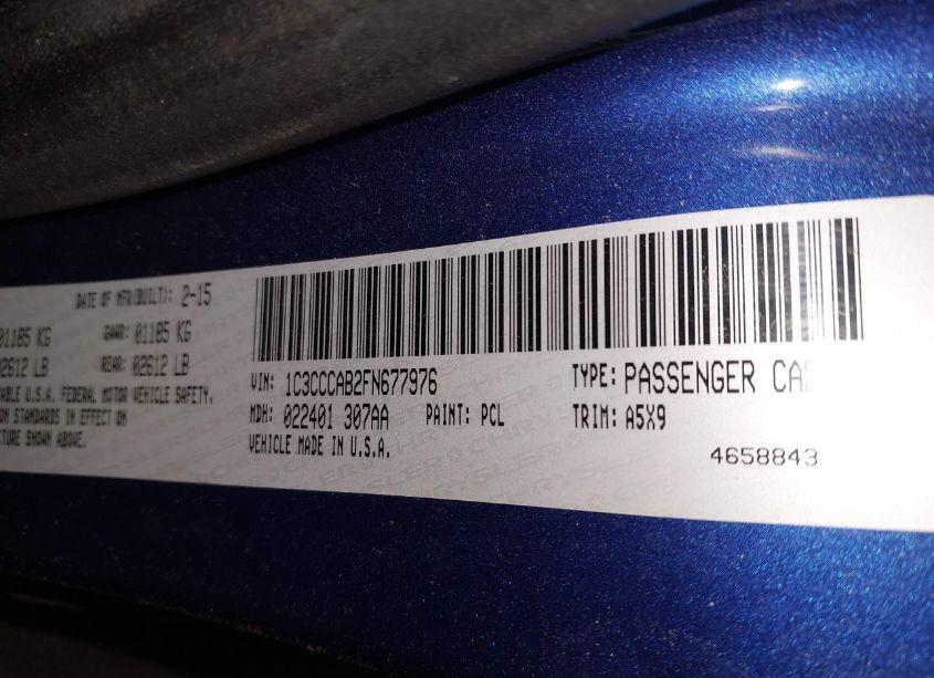 Photo 9 of 2015 Chrysler 200 LIMITED (VIN 1C3CCCAB2FN677976)