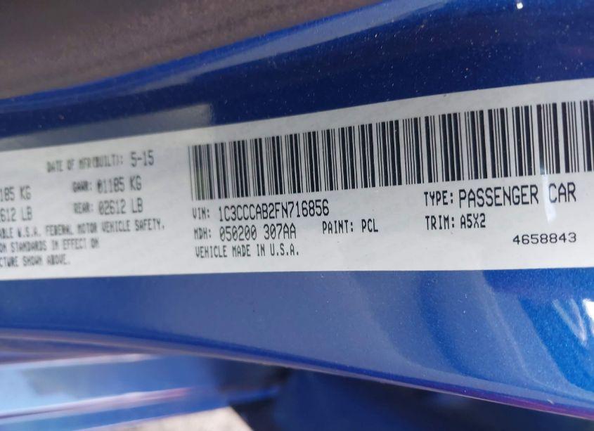 Photo 9 of 2015 Chrysler 200 LIMITED (VIN 1C3CCCAB2FN716856)