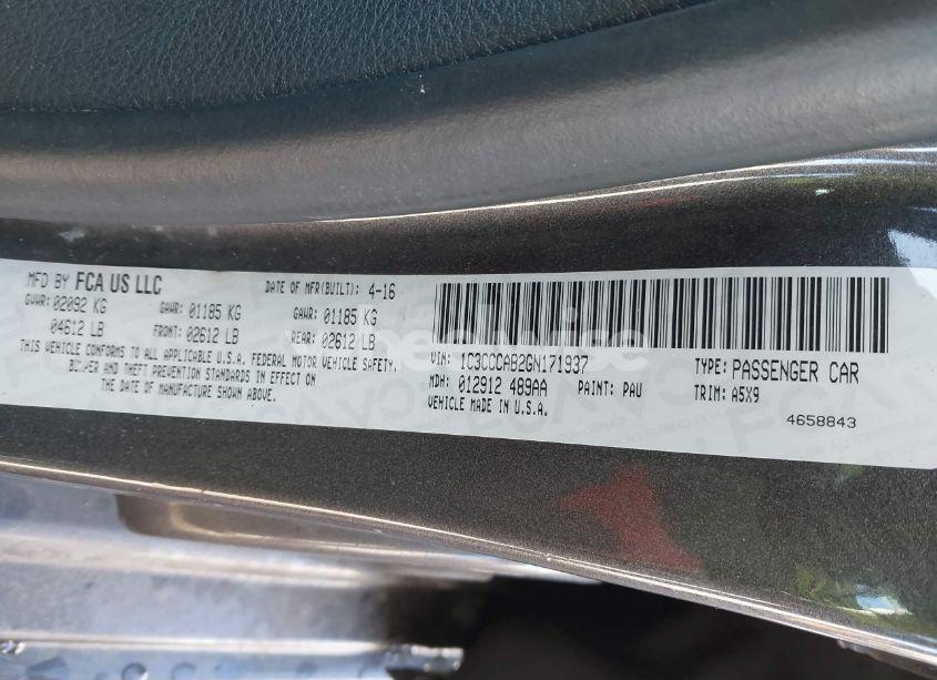 Photo 9 of 2016 Chrysler 200 LIMITED (VIN 1C3CCCAB2GN171937)