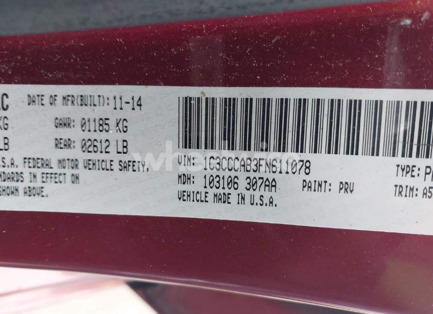 Photo 9 of 2015 Chrysler 200 LIMITED (VIN 1C3CCCAB3FN611078)