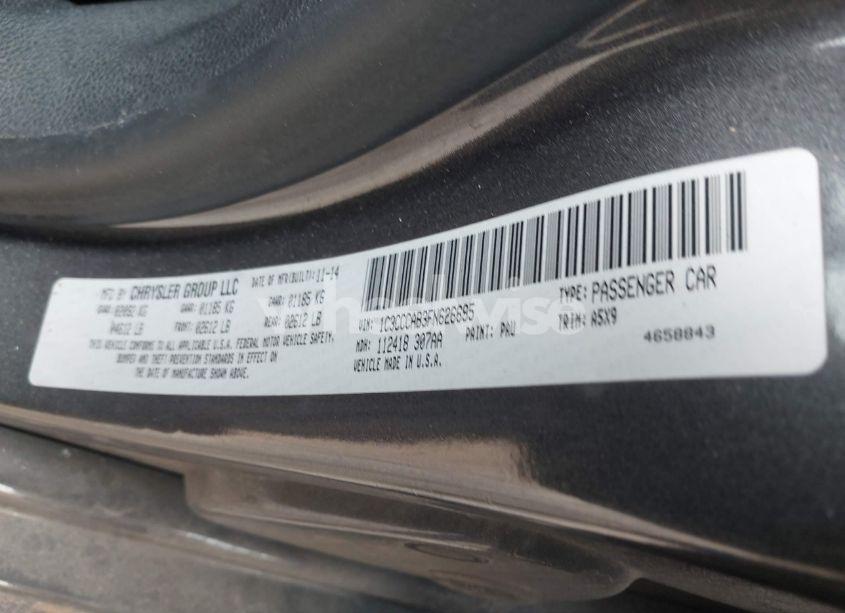 Photo 9 of 2015 Chrysler 200 LIMITED (VIN 1C3CCCAB3FN626695)