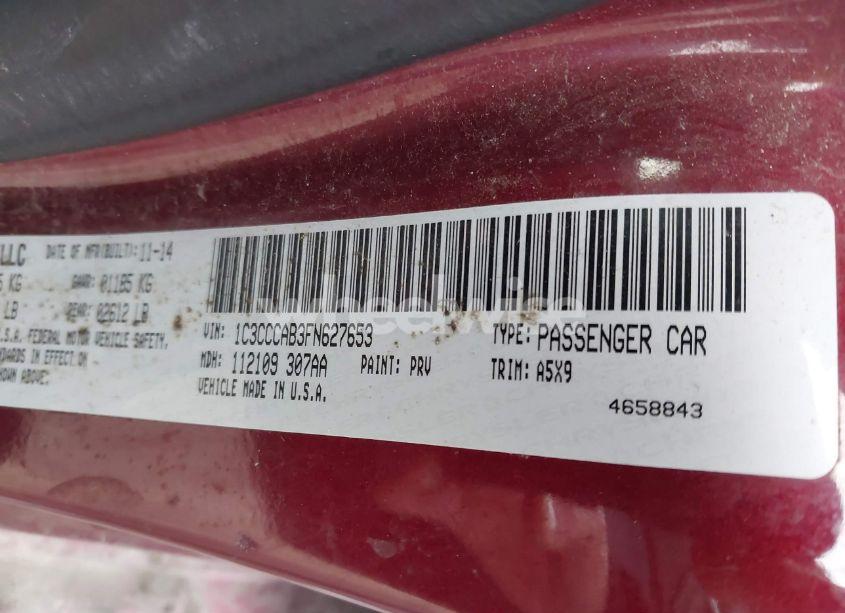 Photo 9 of 2015 Chrysler 200 LIMITED (VIN 1C3CCCAB3FN627653)