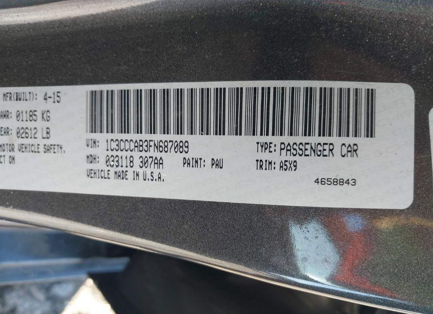 Photo 9 of 2015 Chrysler 200 LIMITED (VIN 1C3CCCAB3FN687089)