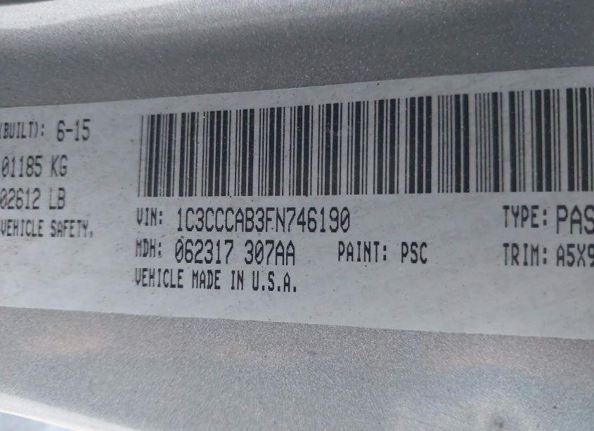 Photo 9 of 2015 Chrysler 200 LIMITED (VIN 1C3CCCAB3FN746190)