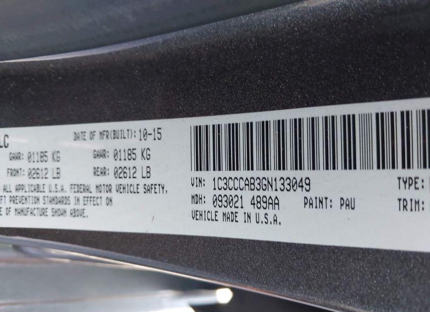 Photo 9 of 2016 Chrysler 200 LIMITED (VIN 1C3CCCAB3GN133049)