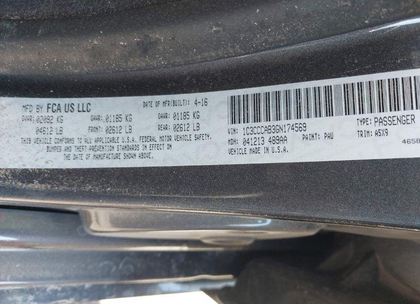 Photo 9 of 2016 Chrysler 200 LIMITED (VIN 1C3CCCAB3GN174569)