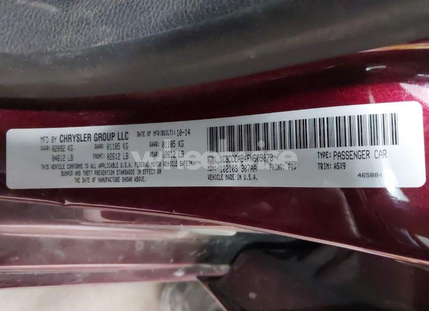 Photo 9 of 2015 Chrysler 200 LIMITED (VIN 1C3CCCAB4FN609078)