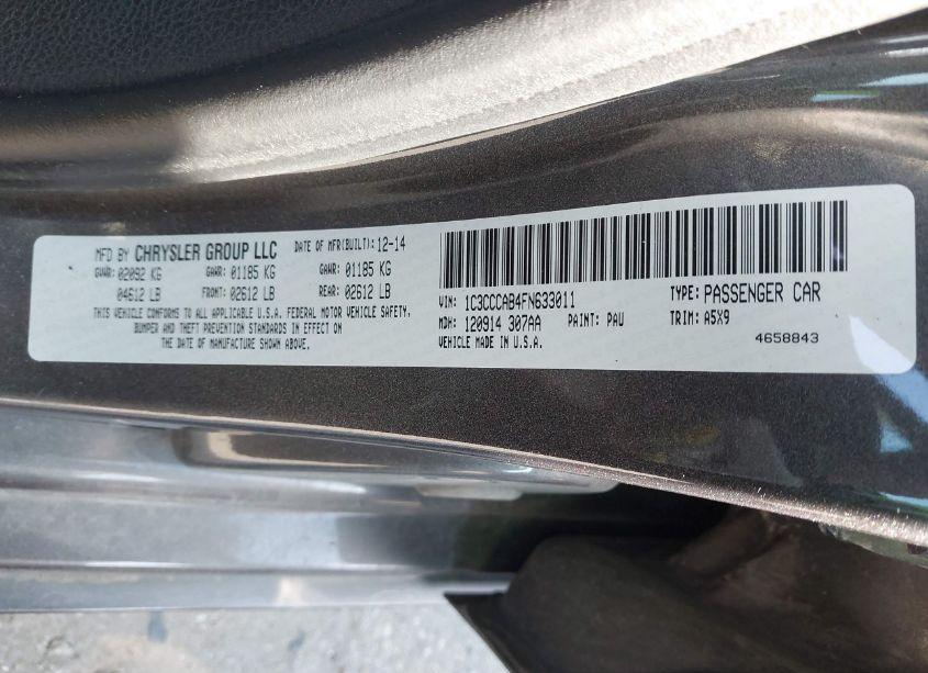 Photo 9 of 2015 Chrysler 200 LIMITED (VIN 1C3CCCAB4FN633011)